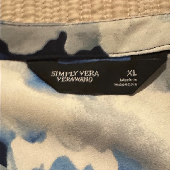 Vera Wang Navy and White Floral Long Sleeve Dress - Picture 2 of 10